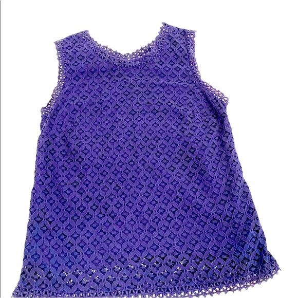 Merona Blue Sleeveless Lace Crochet Top, Size Small - Picture 3 of 8